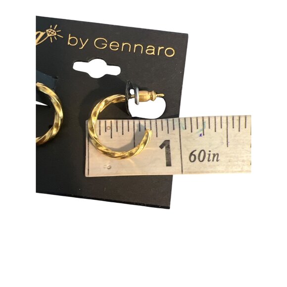G By Gennaro 2 Pair Gold Tone Earrings Smiley Face Twisted Hoops New on Card - Picture 6 of 6